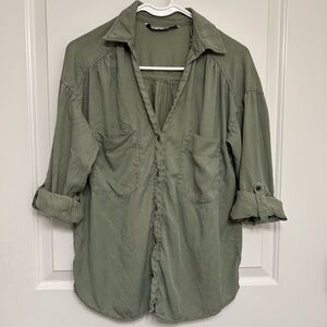 Zara Sage Green Button Down Shirt